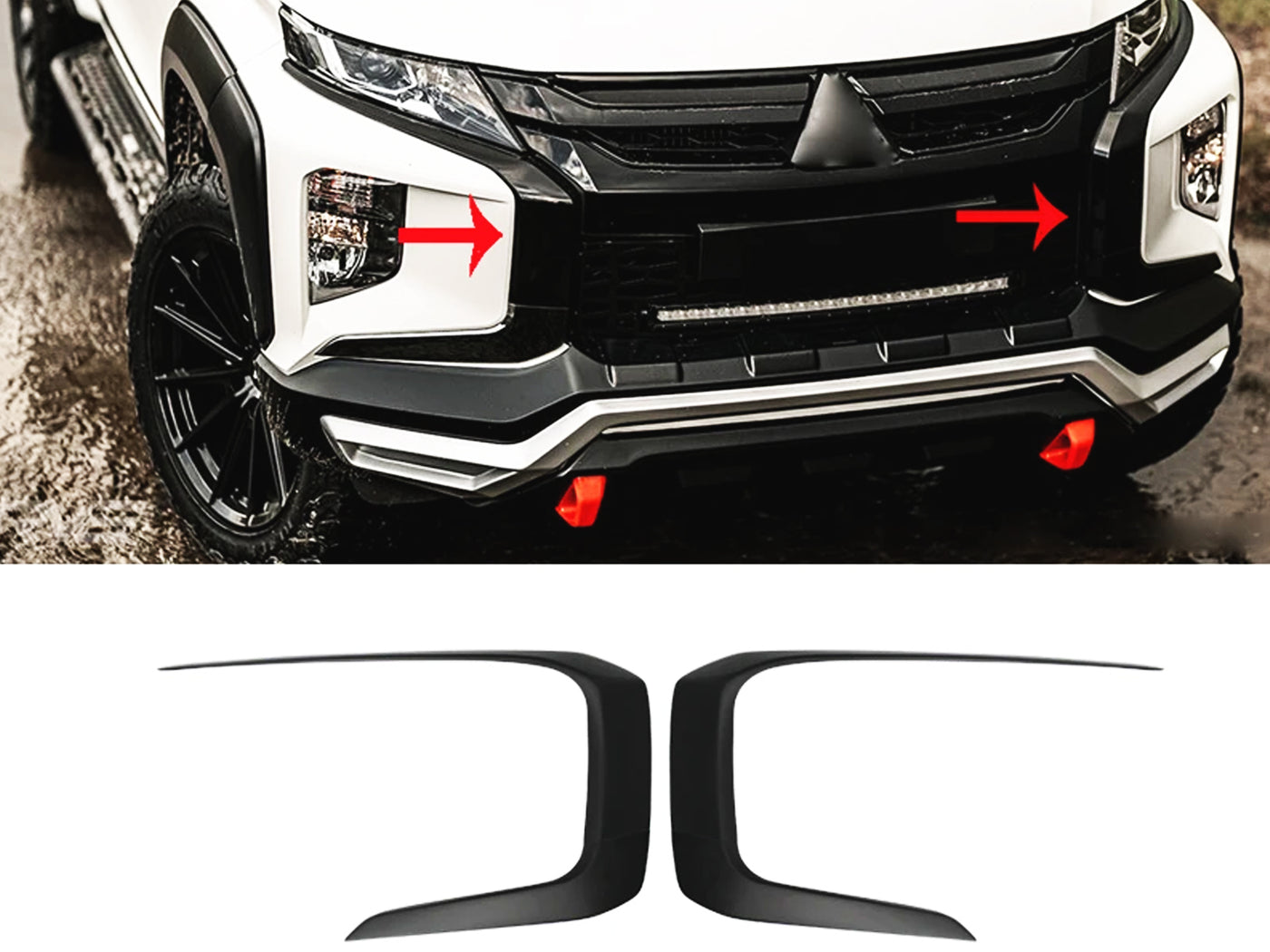 Accesorios Decorativos Negro Brillante de Bomper para Mitsubishi L200 2021-2024