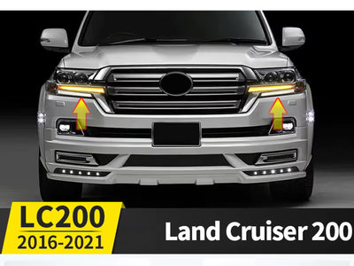 Pestañas Led Drl Delanteras para Toyota Land Cruiser Lc200 2016-2021
