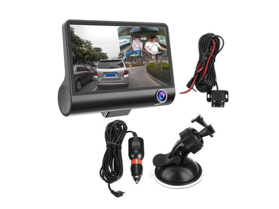 Dvr con Pantalla Full HD 1080p de 3 Camaras con Reversa para Carros