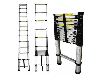 Escalera Telescópica en Aluminio de 3.8 Metros con 13 Pasos