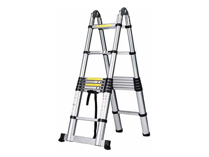 Escalera Telescópica Tipo Tijera Doble en Aluminio de 6.40 Metros con 18 Pasos
