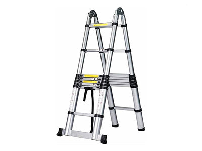 Escalera Telescópica Tipo Tijera Doble en Aluminio de 6.40 Metros con 18 Pasos