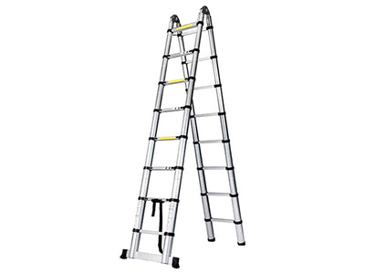 Escalera Telescópica Tipo Tijera Doble en Aluminio de 6.40 Metros con 18 Pasos